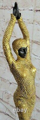 Grand Dimitri Chiparus Danseuse Art Déco Bronze Sculpture Marbre Figurine Base