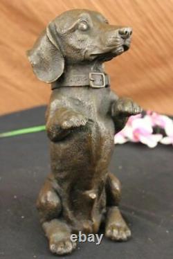 Grand Playful Teckels Chien Breeder Bronze Sculpture Art Déco Statue Figurine