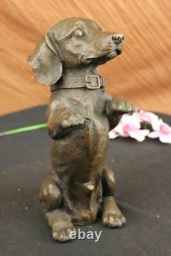 Grand Playful Teckels Chien Breeder Bronze Sculpture Art Déco Statue Figurine