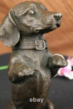 Grand Playful Teckels Chien Breeder Bronze Sculpture Art Déco Statue Figurine