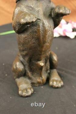 Grand Playful Teckels Chien Breeder Bronze Sculpture Art Déco Statue Figurine