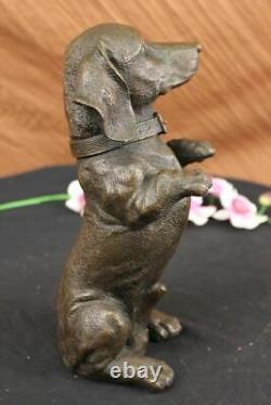 Grand Playful Teckels Chien Breeder Bronze Sculpture Art Déco Statue Figurine