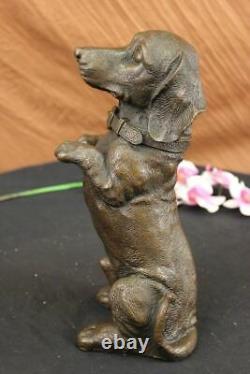 Grand Playful Teckels Chien Breeder Bronze Sculpture Art Déco Statue Figurine