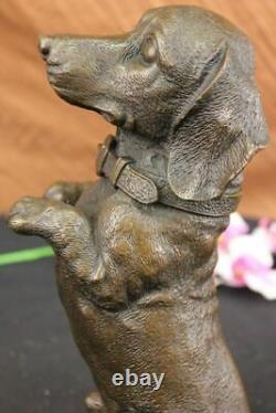 Grand Playful Teckels Chien Breeder Bronze Sculpture Art Déco Statue Figurine