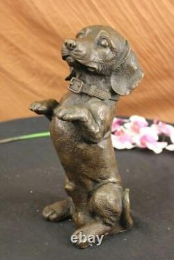 Grand Playful Teckels Chien Breeder Bronze Sculpture Art Déco Statue Figurine