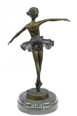 Grand Signée Art Déco Ballerine Danseuse Par Milo Bronze Sculpture Statue Cadeau