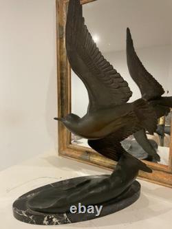 Grande Mouette Sur La Vague Irenee Rochard Bronze Art Deco