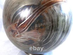H Grunne Rare Grand Vase Ovoide Dinanderie Art Deco Bronze Poisson Design