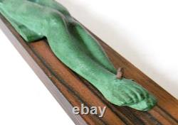 HARTMANN, ART DECO, CHRIST BRONZE VERT ANTIQUE, CROIX MACASSAR-SIGNE, circa 1935