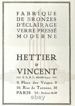 Hettier & Vincent Muller Frères Lustre Art Déco En Bronze Et Tulipes Gravées
