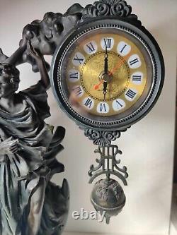 Horloge pendule art nouveau bronze déesse dieu grec céleste