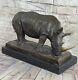 Incroyablement Détaillé Rhinocéros Bronze/noir Rhinocéros Art Déco Faune Statue