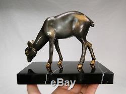 Irenee Rochard (1906-1984) Superbe Sculpture Faon Art Deco Statue Patinee Bronze