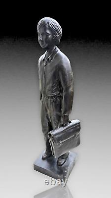 Irénée Rochard Unique Bronze Representant Son Fils Ecolier Art Deco 1940 Ht. 45cm