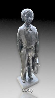Irénée Rochard Unique Bronze Son Fils Écolier Art Deco 1940 Ht 45cm