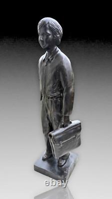 Irénée Rochard Unique Bronze Son Fils Écolier Art Deco 1940 Ht 45cm