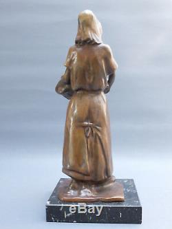 L. A. Carvin 1875-1951 Femme Au Panier Bronze Scuplture Statuette Art Deco 1900