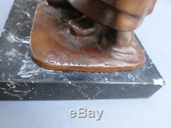 L. A. Carvin 1875-1951 Femme Au Panier Bronze Scuplture Statuette Art Deco 1900