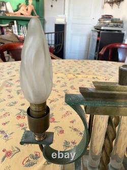 LAMPE Art Deco en bronze et verre