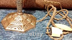 LAMPE PIED ART DECO NICKEL sur BRONZE FORME GEOMETRIQUE STYLE MAYNADIER MALABERT