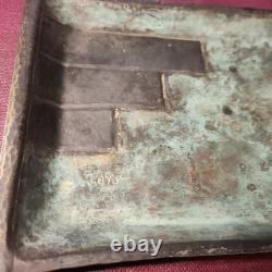 LOYS PLATEAU VIDE POCHE EN BRONZE géométrique signé LOYS, ART DÉCO 1930