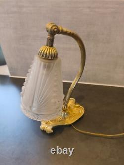 Lampe ART DECO SCHNEIDER PIED BRONZE LAMPE de chevet / de bureau
