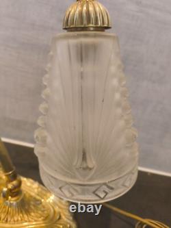 Lampe ART DECO SCHNEIDER PIED BRONZE LAMPE de chevet / de bureau