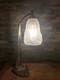 Lampe Art Deco Bronze Argent&eacute; + Pate Verre Press&eacute; Degue. Lamp French