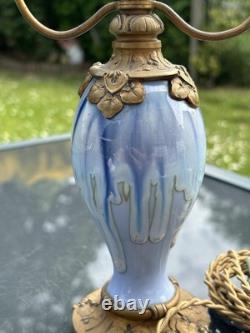 Lampe Art Nouveau/art Deco Céramique Bronze Louchet