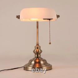 Lampe De Bureau Banquier Ancien Bronze Notaire Art Deco Opaline Verte Vintage