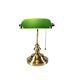 Lampe De Bureau Banquier Ancien Bronze Notaire Art Deco Opaline Verte Vintage