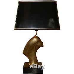 Lampe De Salon 1970 à Décor d'Un Visage De Profil En Bronze Doré