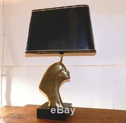 Lampe De Salon 1970 à Décor d'Un Visage De Profil En Bronze Doré