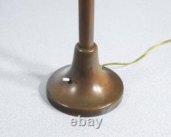 Lampe De Table Abat Jour Art Déco Bronze Verre Opalin Époque 1900 Vintage