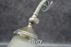 Lampe En Bronze Art Deco Décor Ange Et Pate De Verre Muller ref AP137