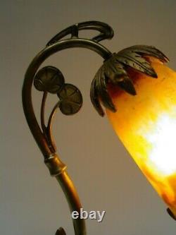 Lampe art déco nouveau pate de verre bronze Muller Frés Lunéville 1910-1920