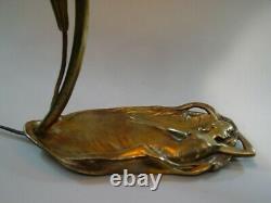 Lampe art déco nouveau pate de verre bronze Muller Frés Lunéville 1910-1920