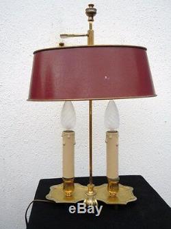 Lampe bouillotte bronze doré abat-jour tôle peinte
