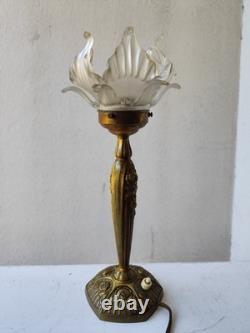 Lampe bronze Art nouveau Art déco Fleurs Et Bronze