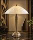 Lampe De Table Bronze Art D&eacute;co Hettier Vincent Vasque Verre Press&eacute; Blanc Ejg