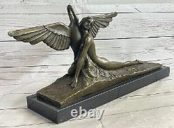 Leda Et Cygne Mythologie Chair Bronze Art Déco Sculpture Figurine Statue Ouvre