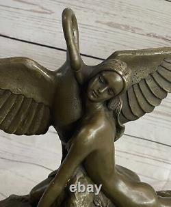 Leda Et Cygne Mythologie Chair Bronze Art Déco Sculpture Figurine Statue Ouvre