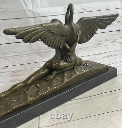 Leda Et Cygne Mythologie Chair Bronze Art Déco Sculpture Figurine Statue Ouvre