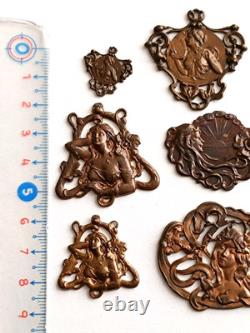 Lot Ancien Ornement medaille bijoux Art deco Nouveau antique ornament plaquette