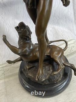 Louis (Loys) Potet Bronze Homme Lion Art Déco Figurine Mythique Statue