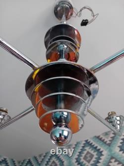 Lustre Art Deco Bauhaus Moderniste bronze argenté