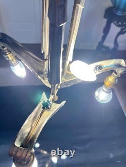 Lustre Art Déco en Bronze Nickelé Monture de Luminaire