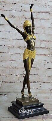 Main Fabriqué Classique Art Déco Nouveau Danseuse 100% Solide Bronze Sculpture