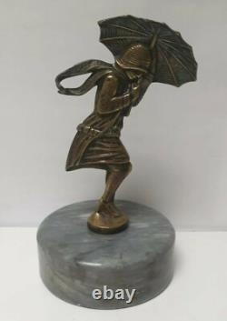 Mascotte automobile femme parapluie varnier bronze art deco hood car woman