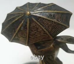 Mascotte automobile femme parapluie varnier bronze art deco hood car woman